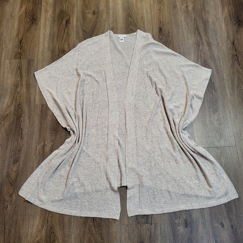 J Jill Pure Jill Cream Open Front Linen Silk Blend Cardigan Size XS S Poncho